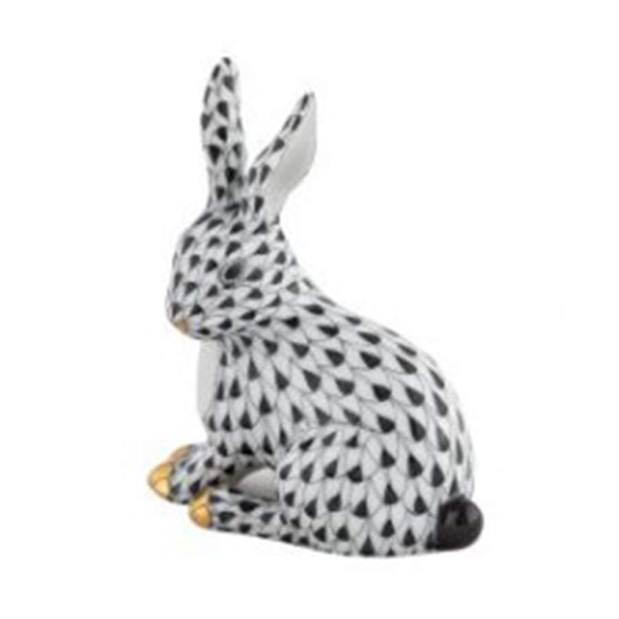 Rabbits & Bunnies (Single) Snowshoe Hare- Black - No Box by Herend-1