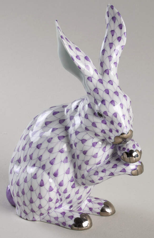 Rabbits & Bunnies (Single) Bunny Paws Up-Lilac/Platnium Paws/Nos - No Box by Herend-1