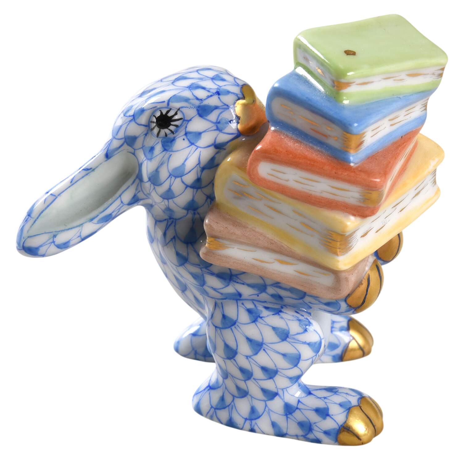 Rabbits & Bunnies (Single) Scholarly Bunny- Blue - Nb330, No Box by Herend-1