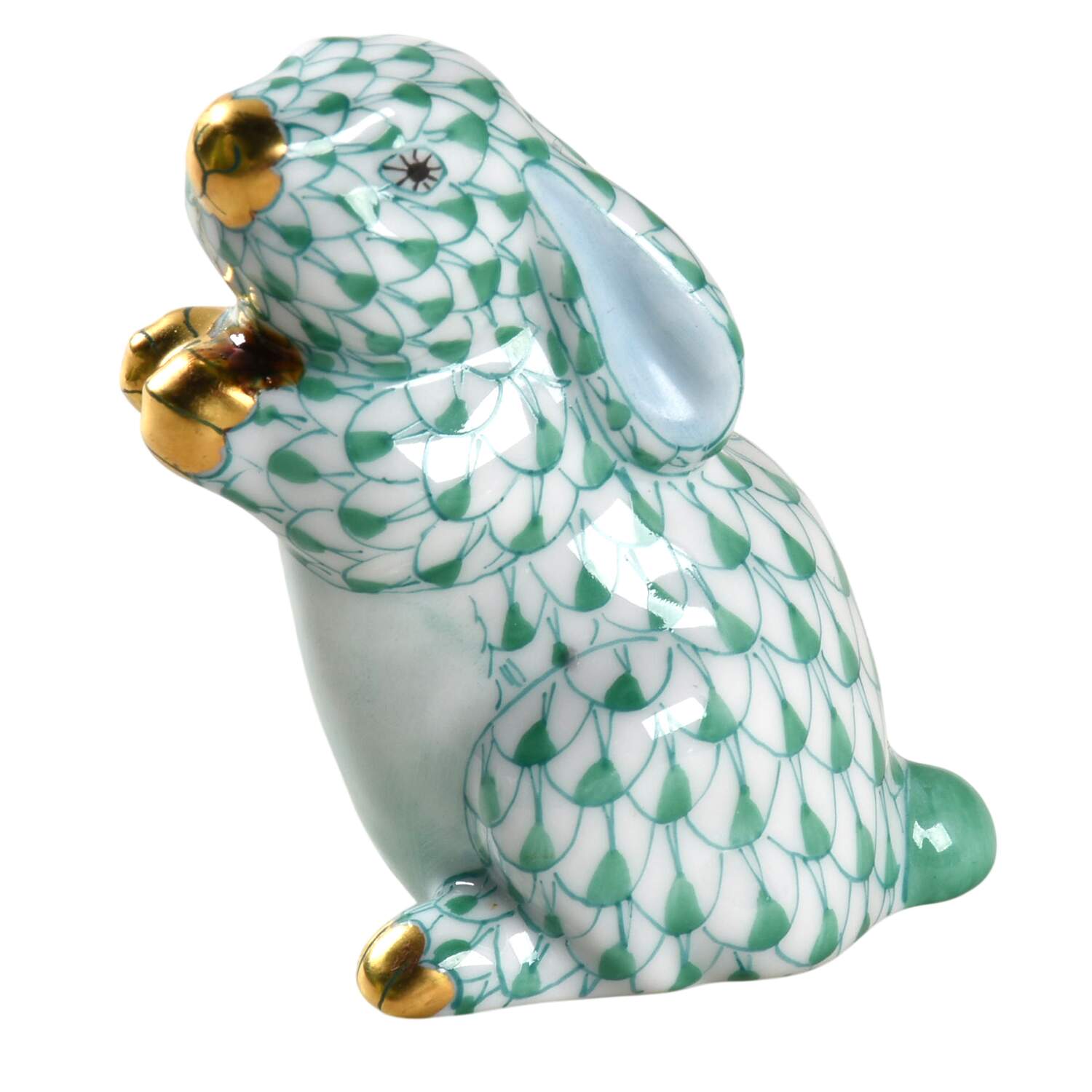 Rabbits & Bunnies (Single) Pudgy Bunny- Green - No Box by Herend-1