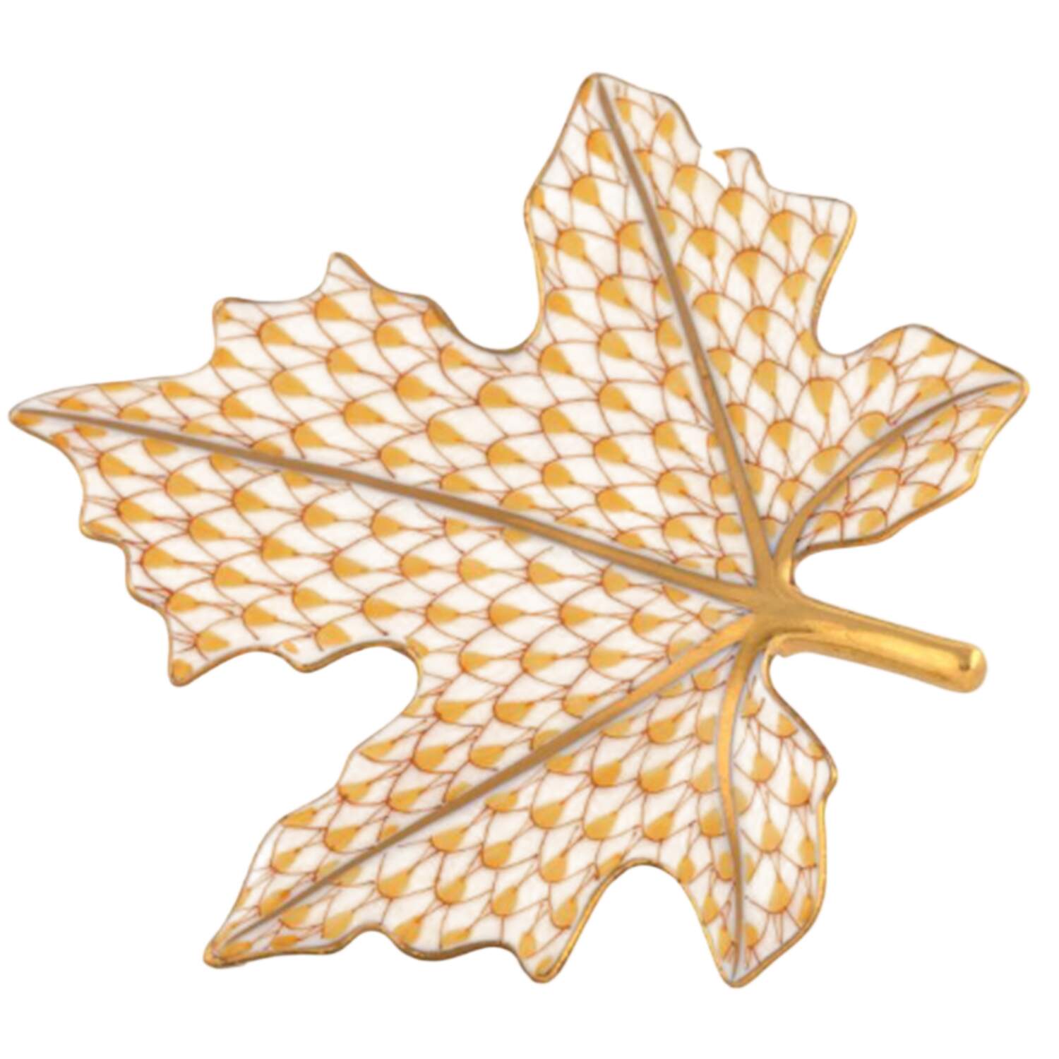 Floral-Plant Maple Leaf-Butterscotch - No Box by Herend-1