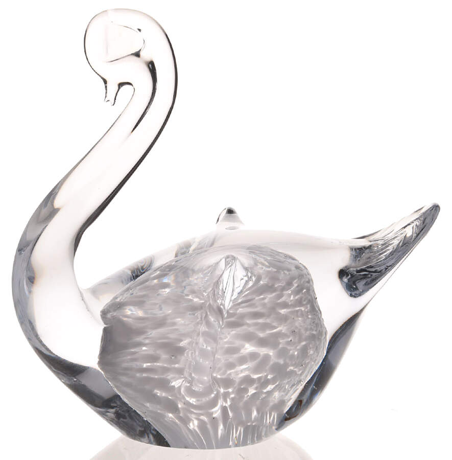 Hovmantorp Paperweights Swan-Clear And White - No Box by Hovmantorp-1