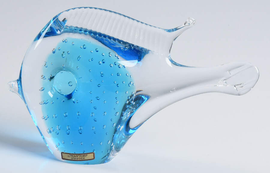 Hovmantorp Paperweights Fish-Blue, Controlled Bubbles - No Box by Hovmantorp-1