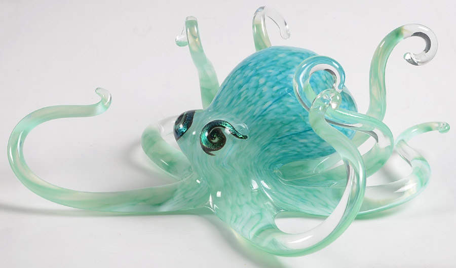 Michael Hopko Art Glass Aqua Octopus - Small - No Box by Hopko Art Glass-1