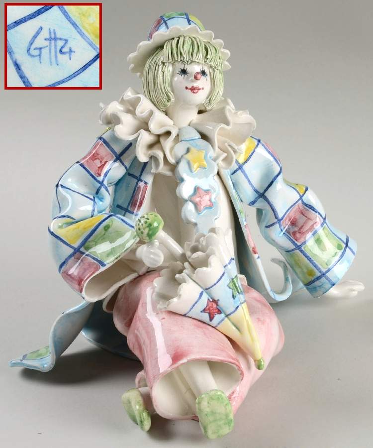 Unkown Artist Figurines Clown With Umbrella - No Box by Italy-1