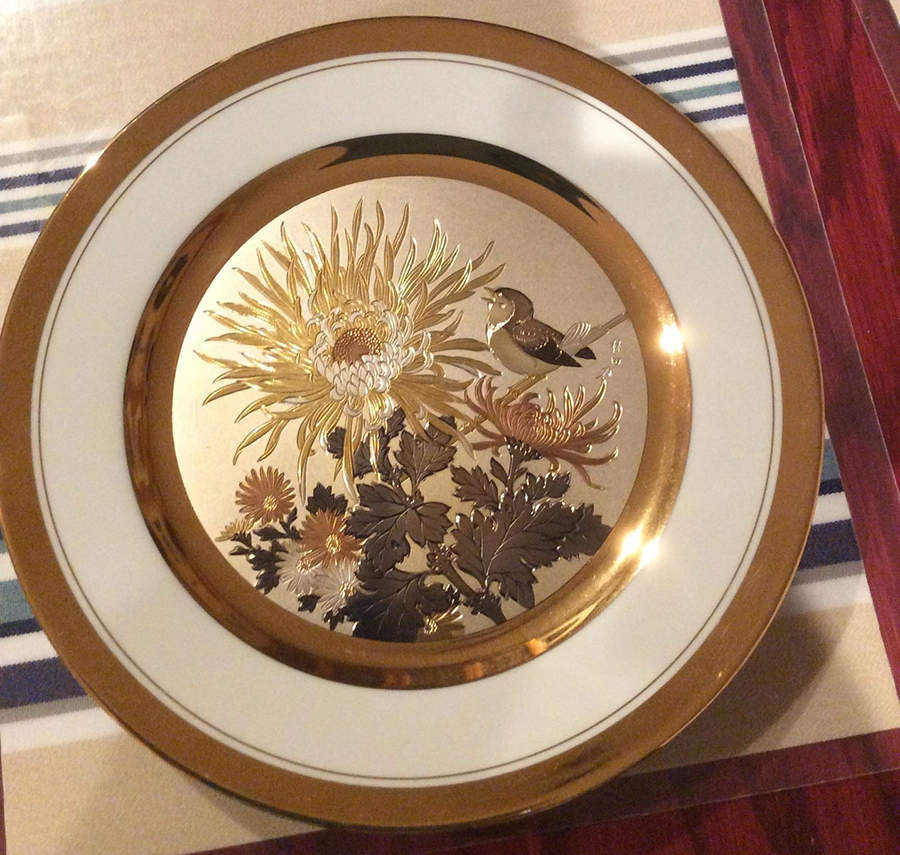 Chokin Art Flowers And Bird - No Box by Japan-1