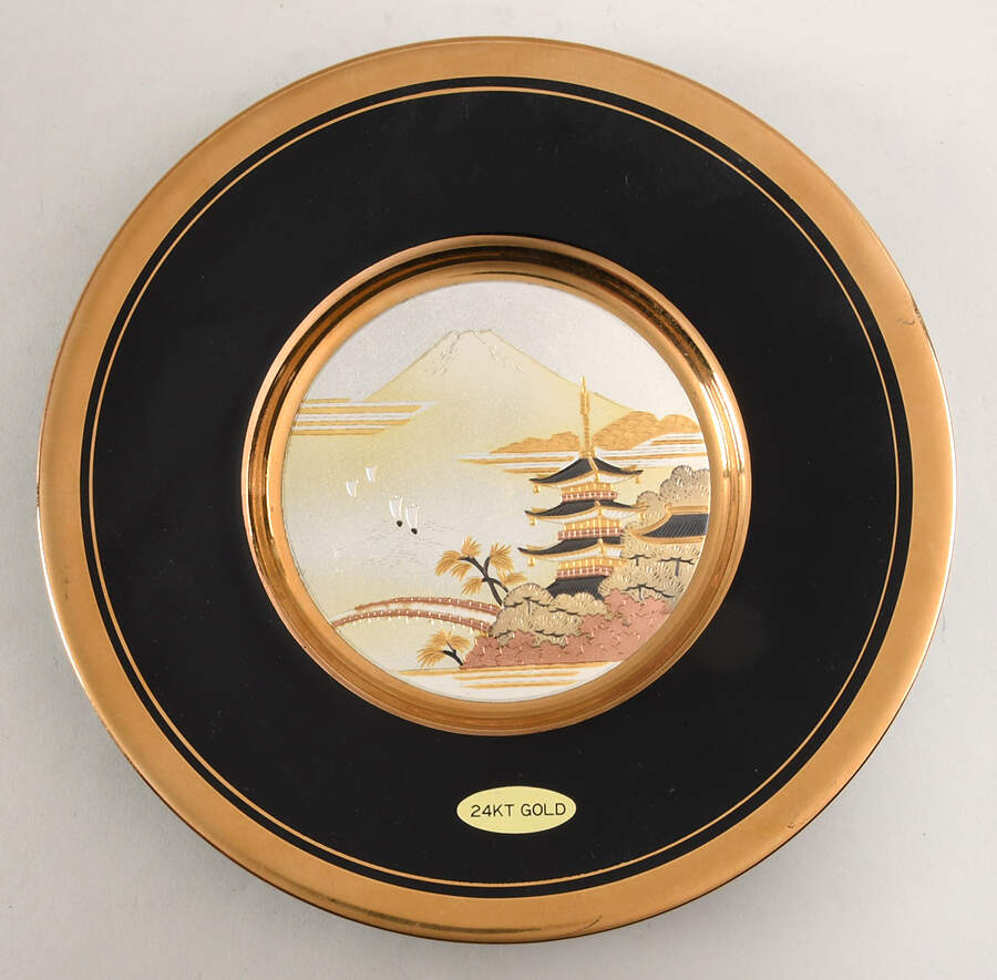 Chokin Art Mount Fuji And Pagoda - No Box by Japan-1