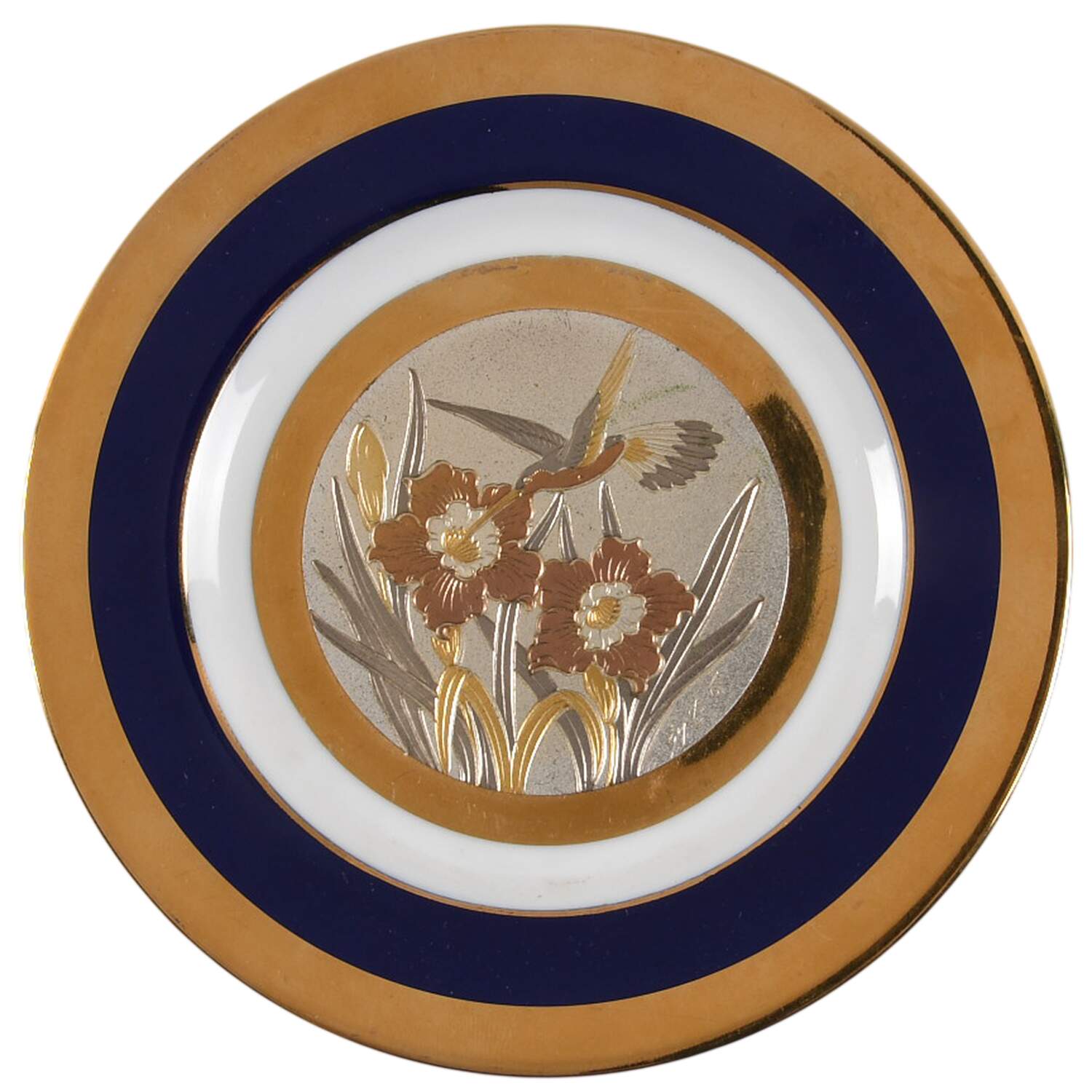 Chokin Art Hummingbird & Flowers - No Box 42a by Japan-1