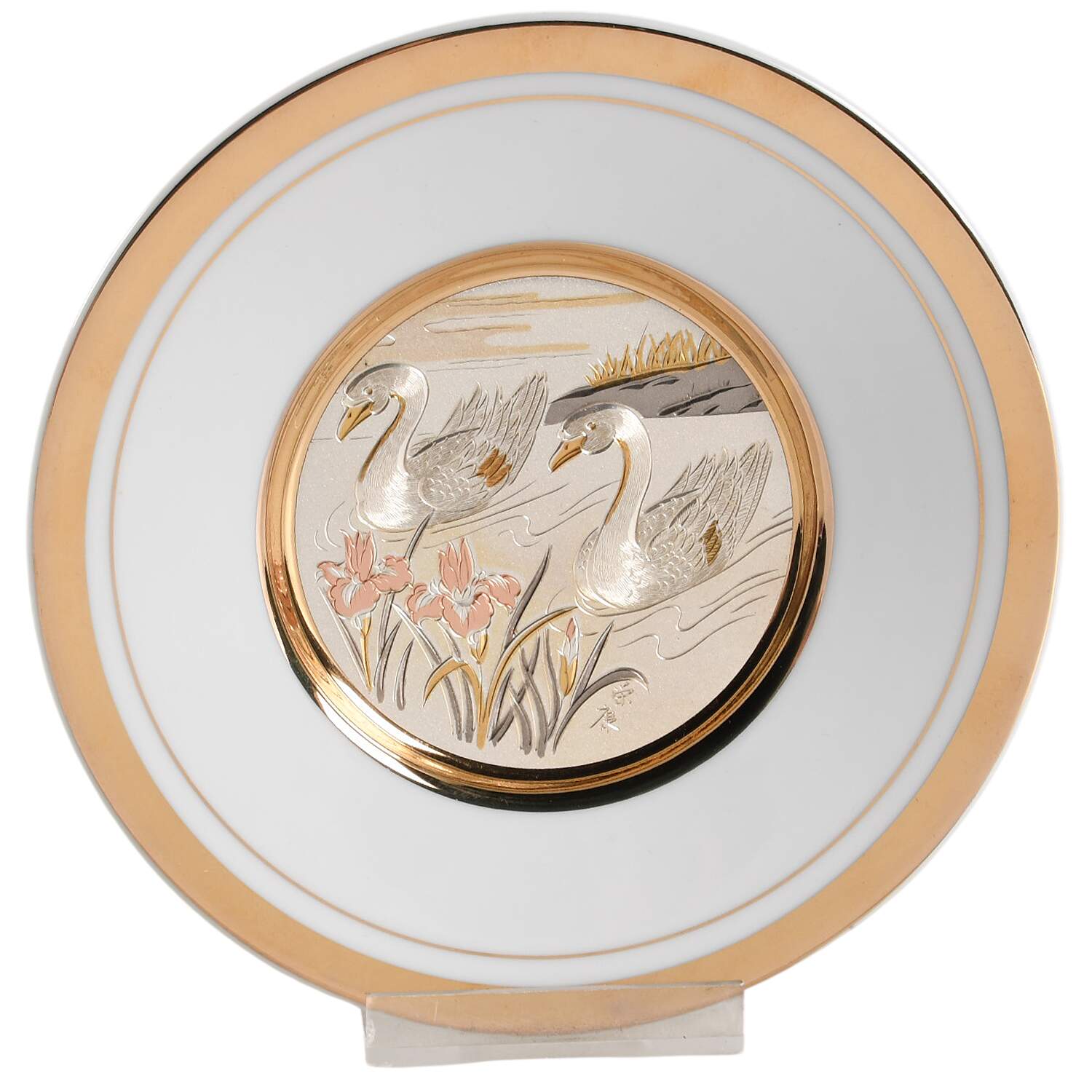 Chokin Art Swans-White - No Box by Japan-1