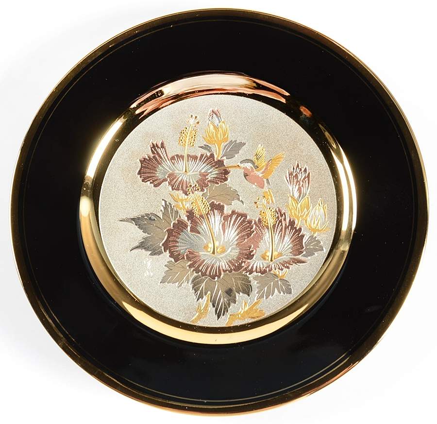 Chokin Art Hummingbird And Flowers - No Box by Japan-1