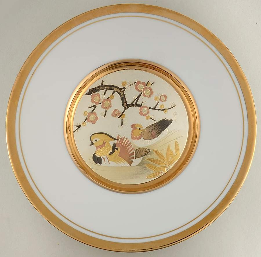 Chokin Art Mandarin Ducks - No Box by Japan-1