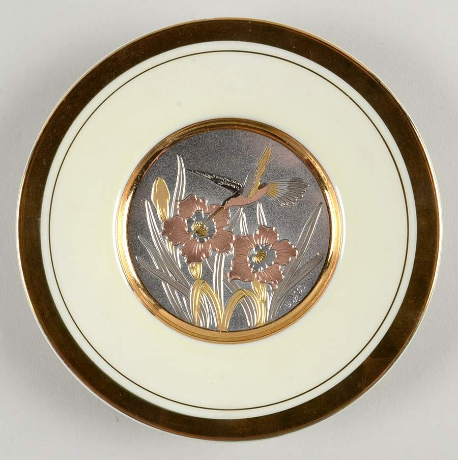 Chokin Art Hummingbird & Flowers - No Box 42 by Japan-1
