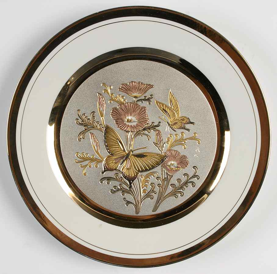 Chokin Art Butterfly & Flowers - No Box by Japan-1