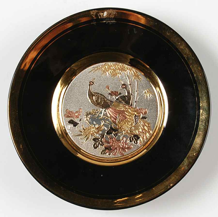 Chokin Art Peacock-Black Rim - No Box by Japan-1