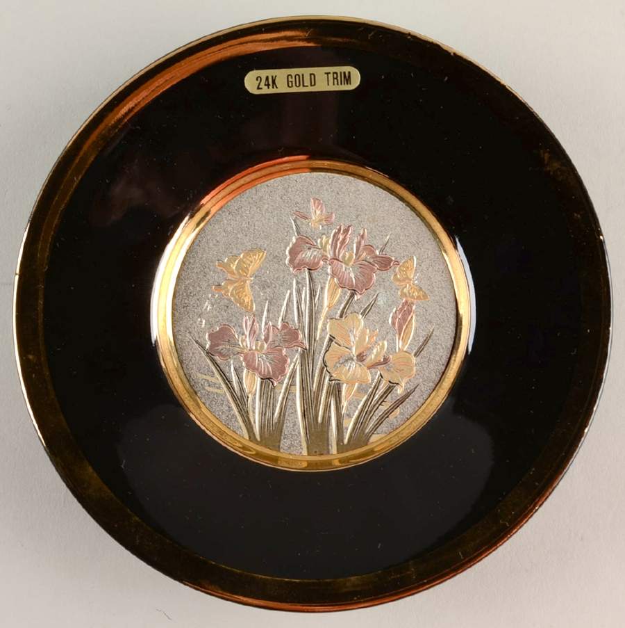 Chokin Art Iris And Butterfly - No Box 60 by Japan-1