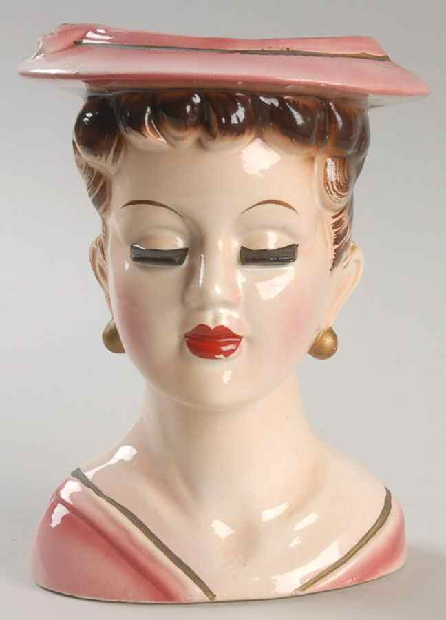 Head Vases Pink Hat & Dress - No Box by Japan-1
