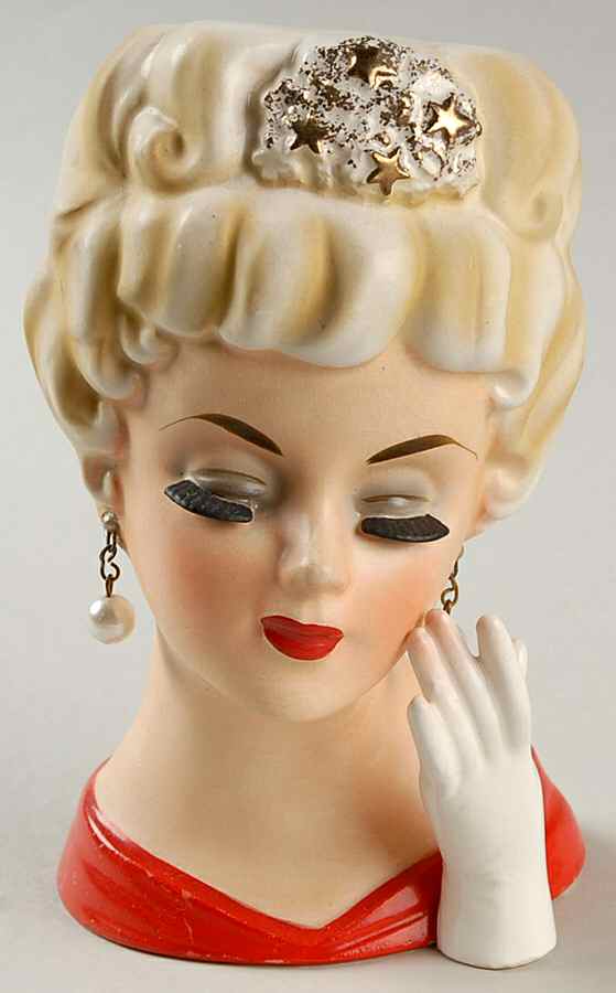 Head Vases Blonde Stars In Hair Red Dress - No Box by Japan-1