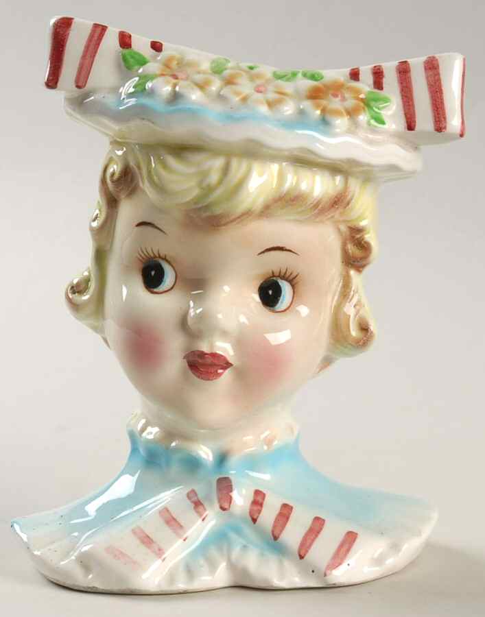 Head Vases Grl Blnd Strpd Tie/Bow In Hair - No Box by Japan-1