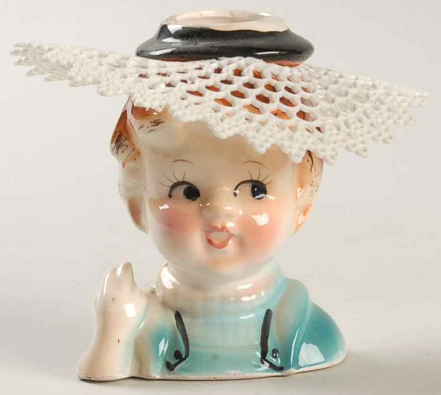 Head Vases Boy  Aqua Hand Up - No Box by Japan-1