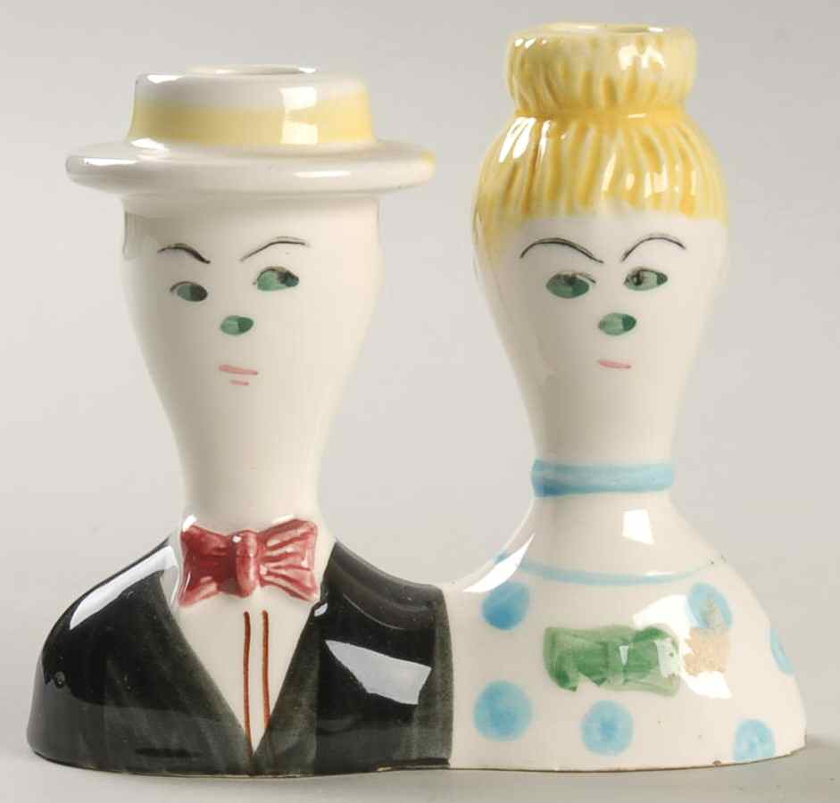 Head Vases Couple Candle Or Vase - No Box by Japan-1