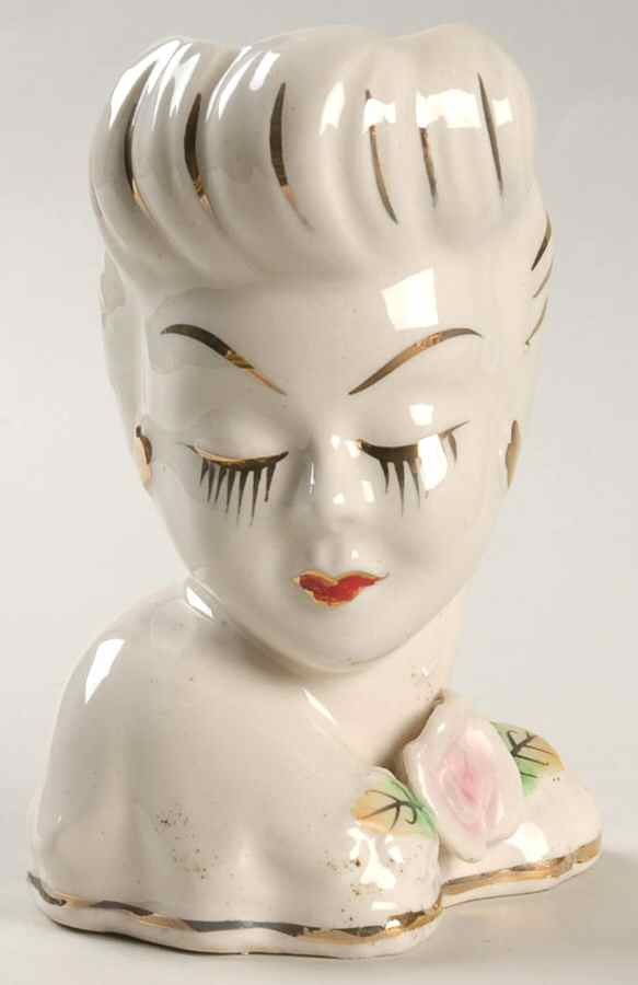Head Vases Glamour Girl Applied Rose/Gold - No Box by Japan-1