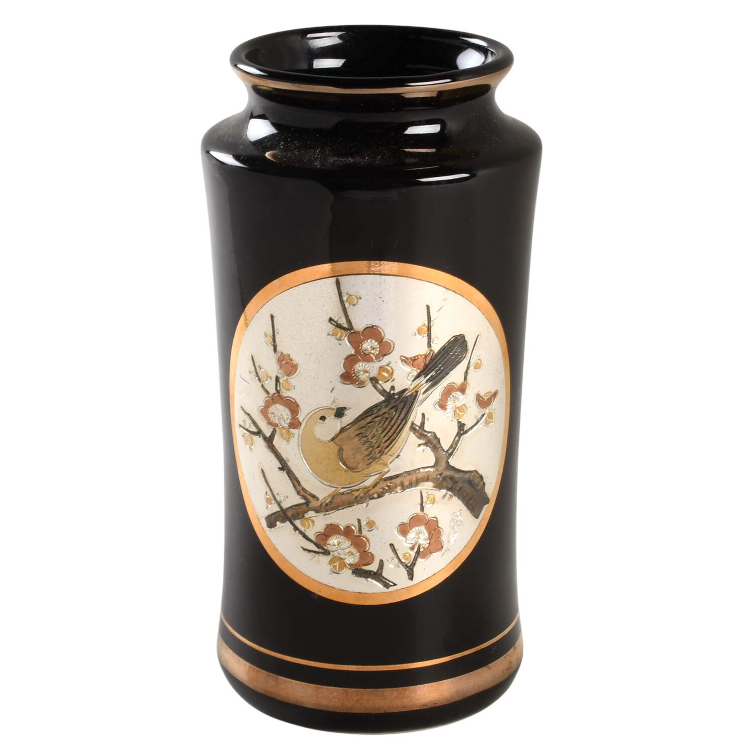 Chokin Art Giftware (No Plates) Vase - Bird On Branch - No Box by Japan-1