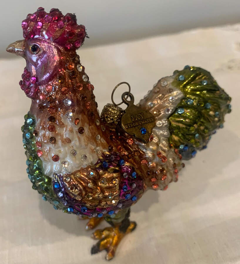 Christmas Ornaments Rooster Looking Forward - With Box by Jay Strongwater-1