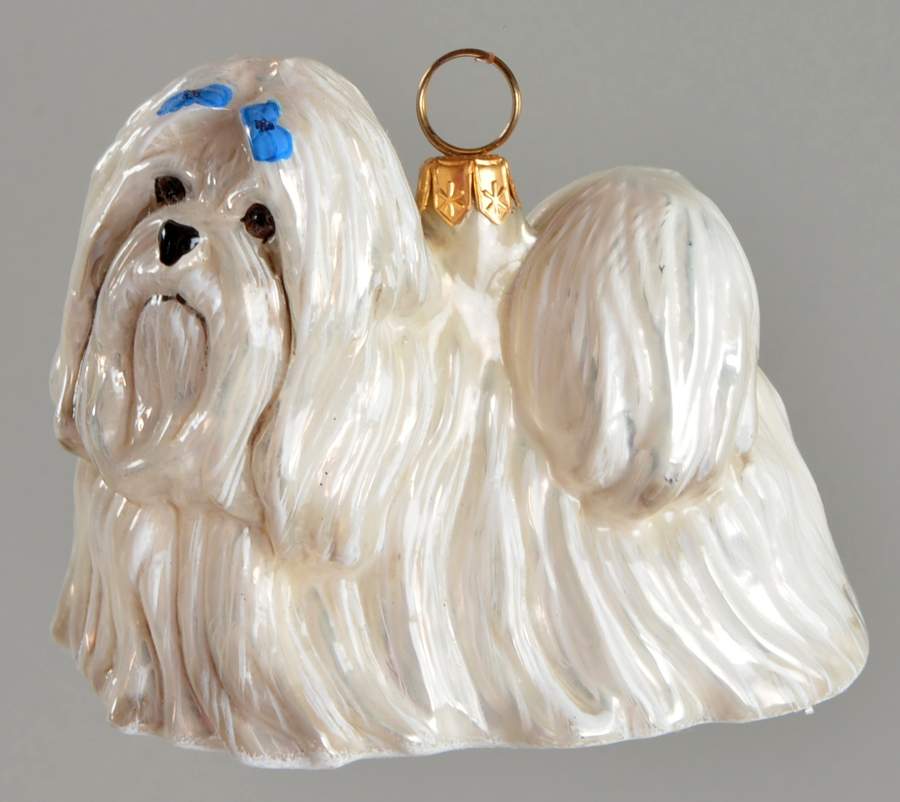 Ornaments Maltese - Blue Bow - No Box by Joy To the World-1