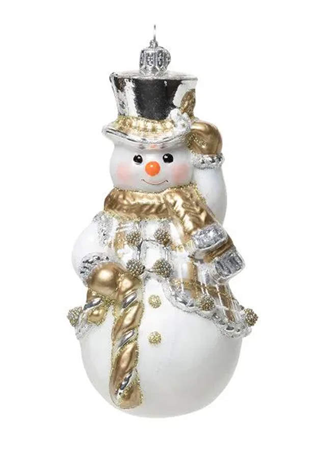 Berry and Thread Ornaments Gold & Silver Tartan Snowman - No Box by Juliska Glassware-1