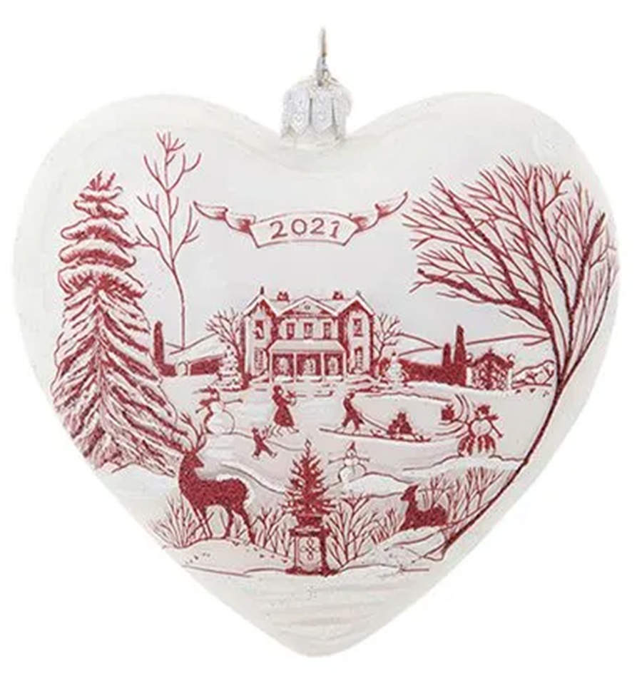 Country Estate Winter Frolic Annual Ornament Ruby Heart Ornament - No Box Nb2021 by Juliska Glassware-1