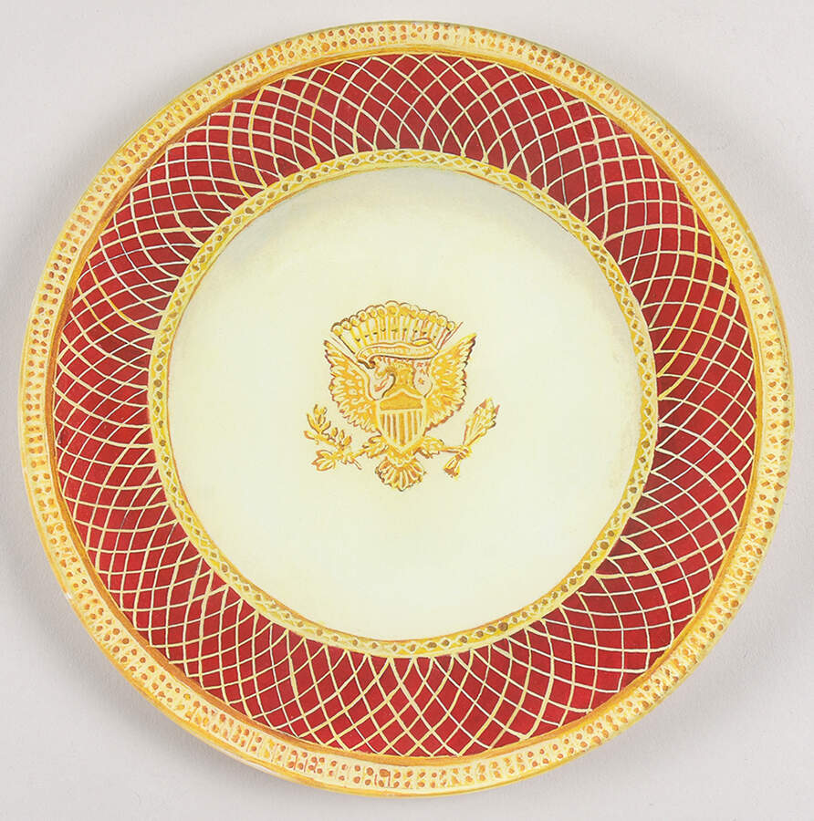 John Derian Decoupage Plates Round Plate W/Eagle & Red Band - No Box by John Derian-1