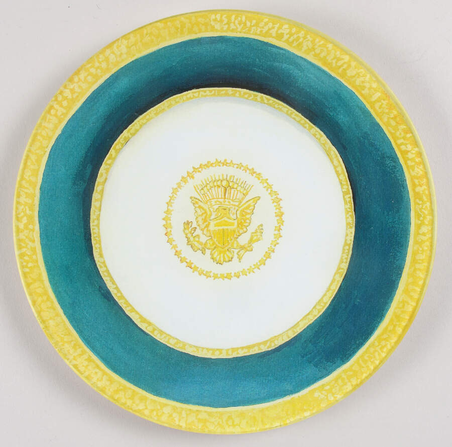 John Derian Decoupage Plates Round Plate W/Eagle & Green Band - No Box by John Derian-1