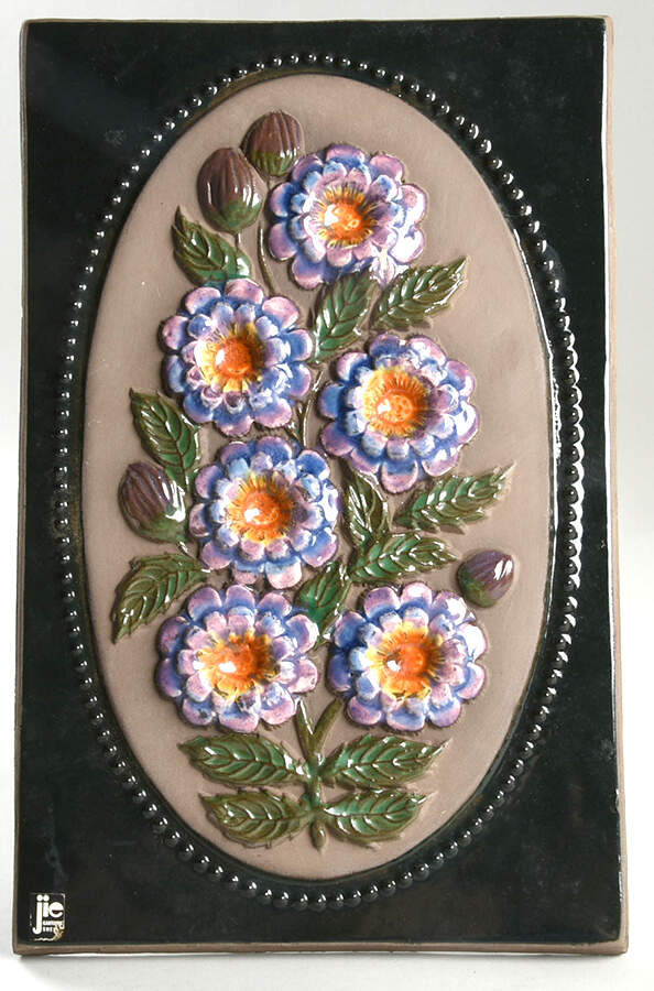 Floral Plaques Pink And Blue Flowers - No Box by Jie Ceramics-1