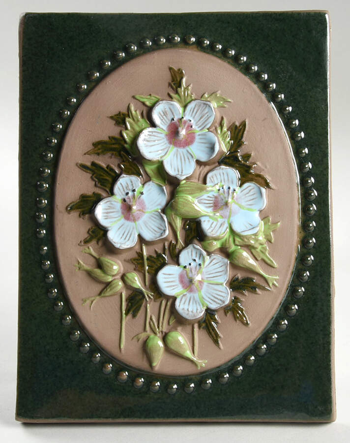 Floral Plaques Light Blue Flowers - No Box by Jie Ceramics-1