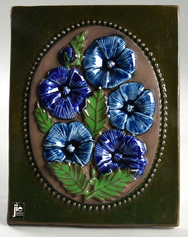 Floral Plaques Shades Of Blue Flowers - No Box by Jie Ceramics-1