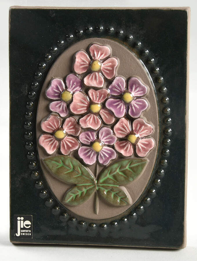 Floral Plaques Pink And Lavender Flowers - No Box by Jie Ceramics-1