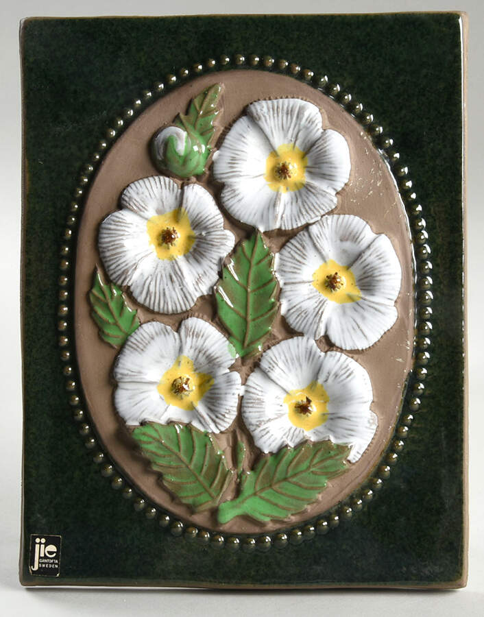 Floral Plaques White Flowers - No Box by Jie Ceramics-1