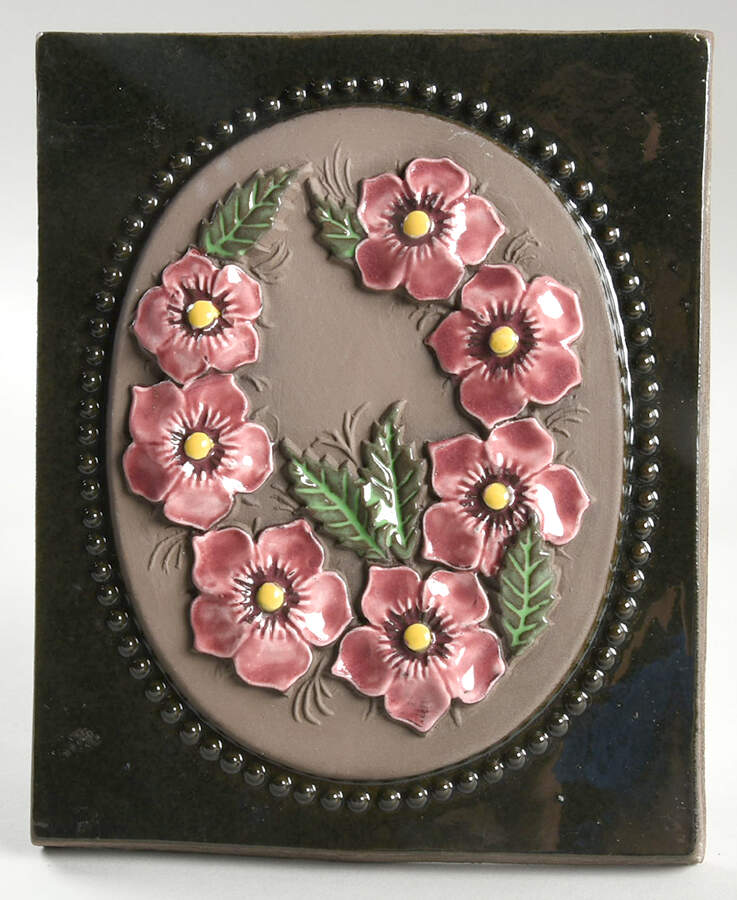 Floral Plaques Pink Flowers - No Box by Jie Ceramics-1
