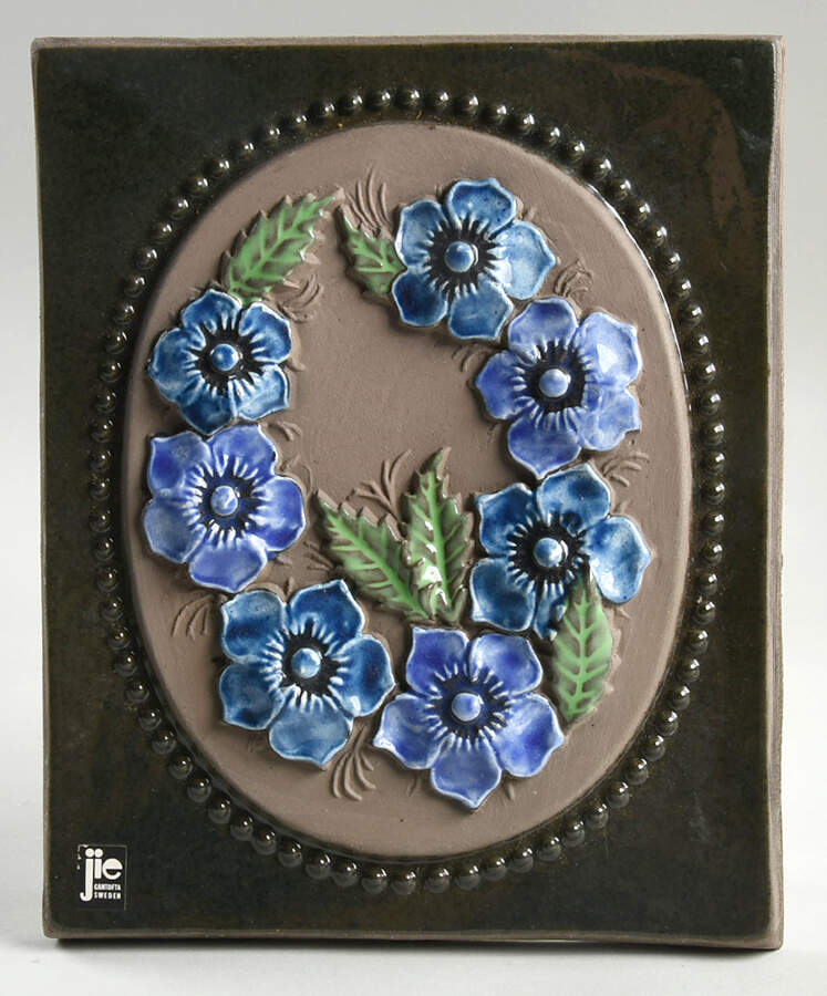 Floral Plaques Blue Flowers - No Box by Jie Ceramics-1