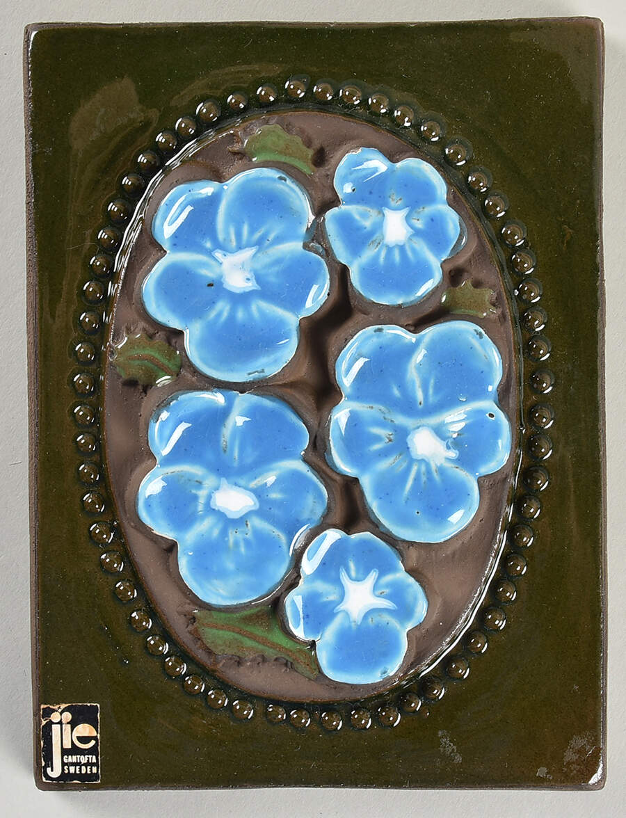 Floral Plaques Light Blue Pansies - No Box by Jie Ceramics-1