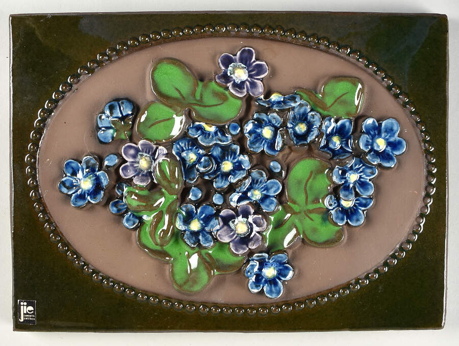 Floral Plaques Blue And Purple Flowers - No Box by Jie Ceramics-1