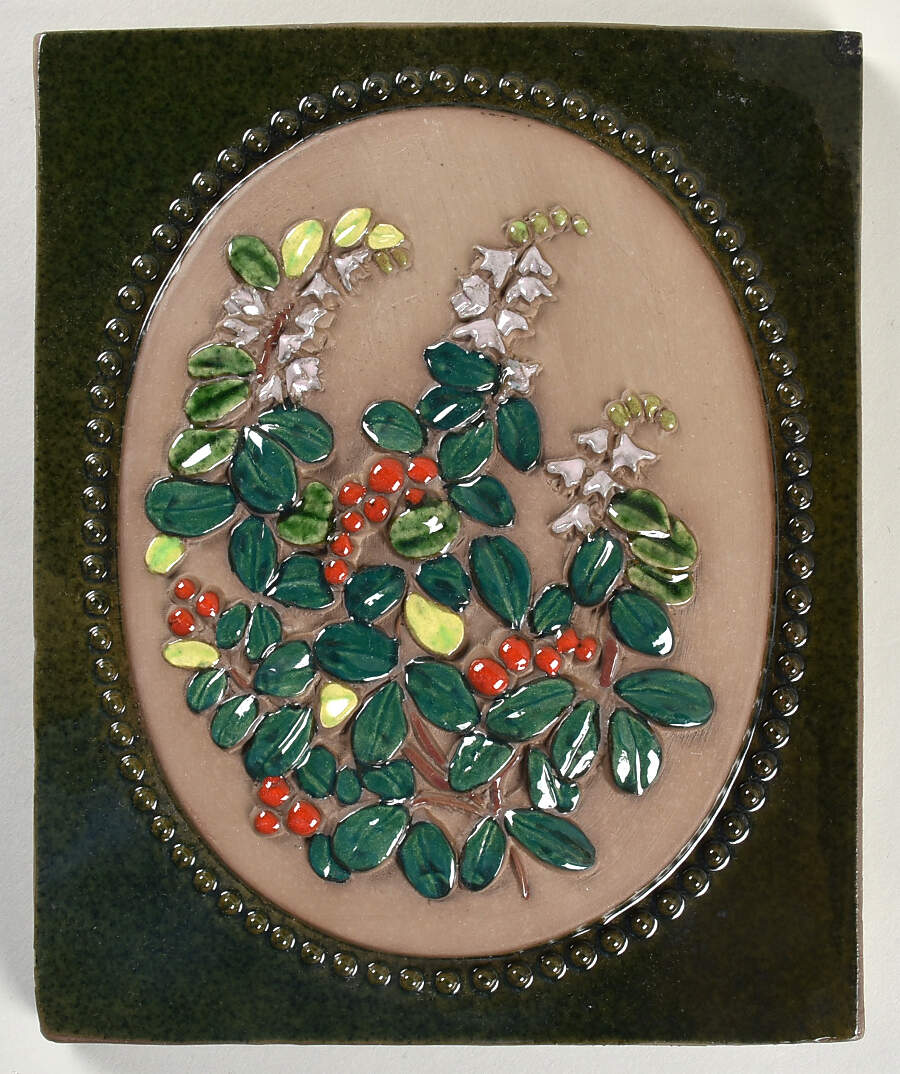 Floral Plaques Greenwer,Berries,Purple Flowers - No Box by Jie Ceramics-1