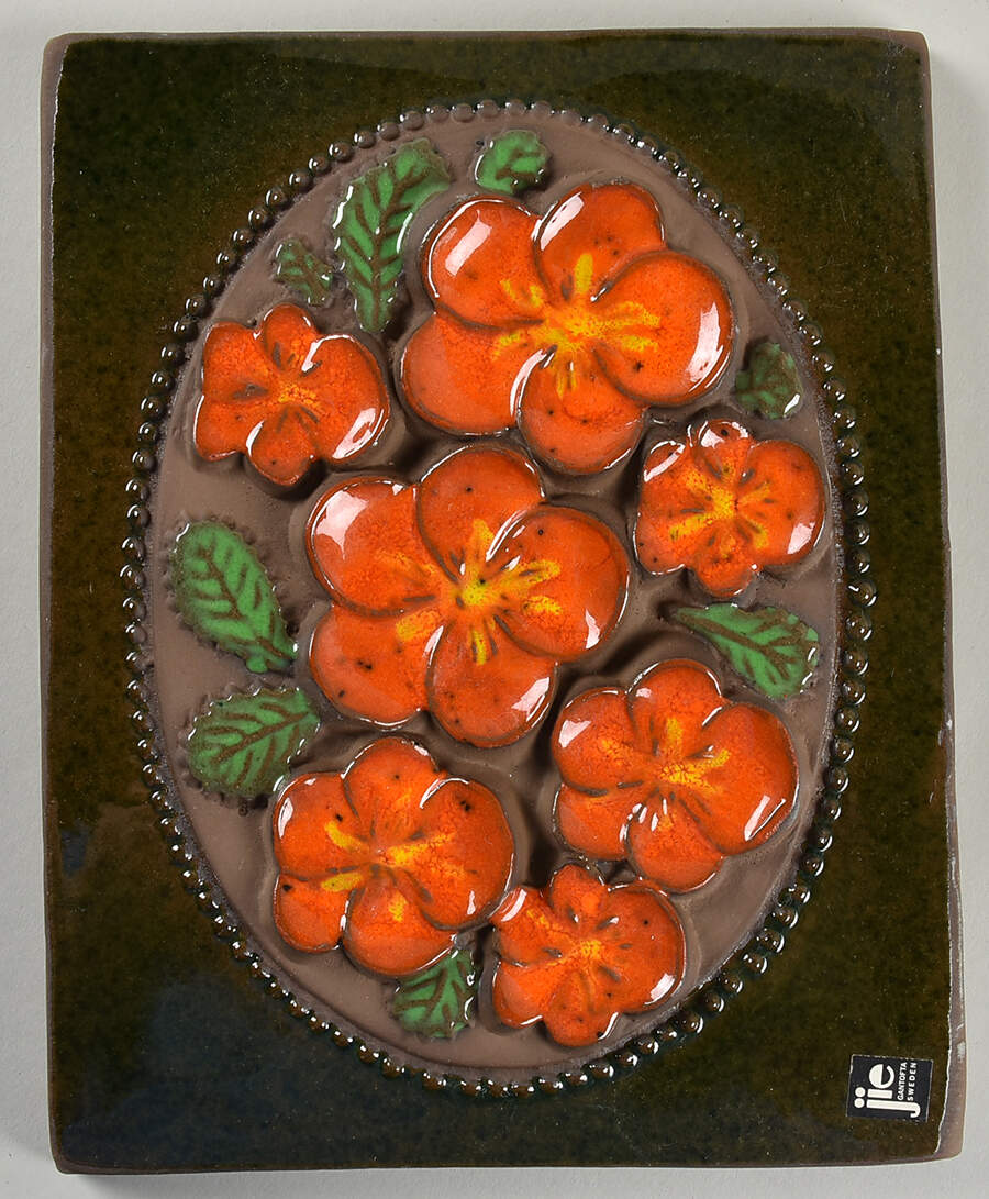 Floral Plaques Orange Folowers - No Box by Jie Ceramics-1
