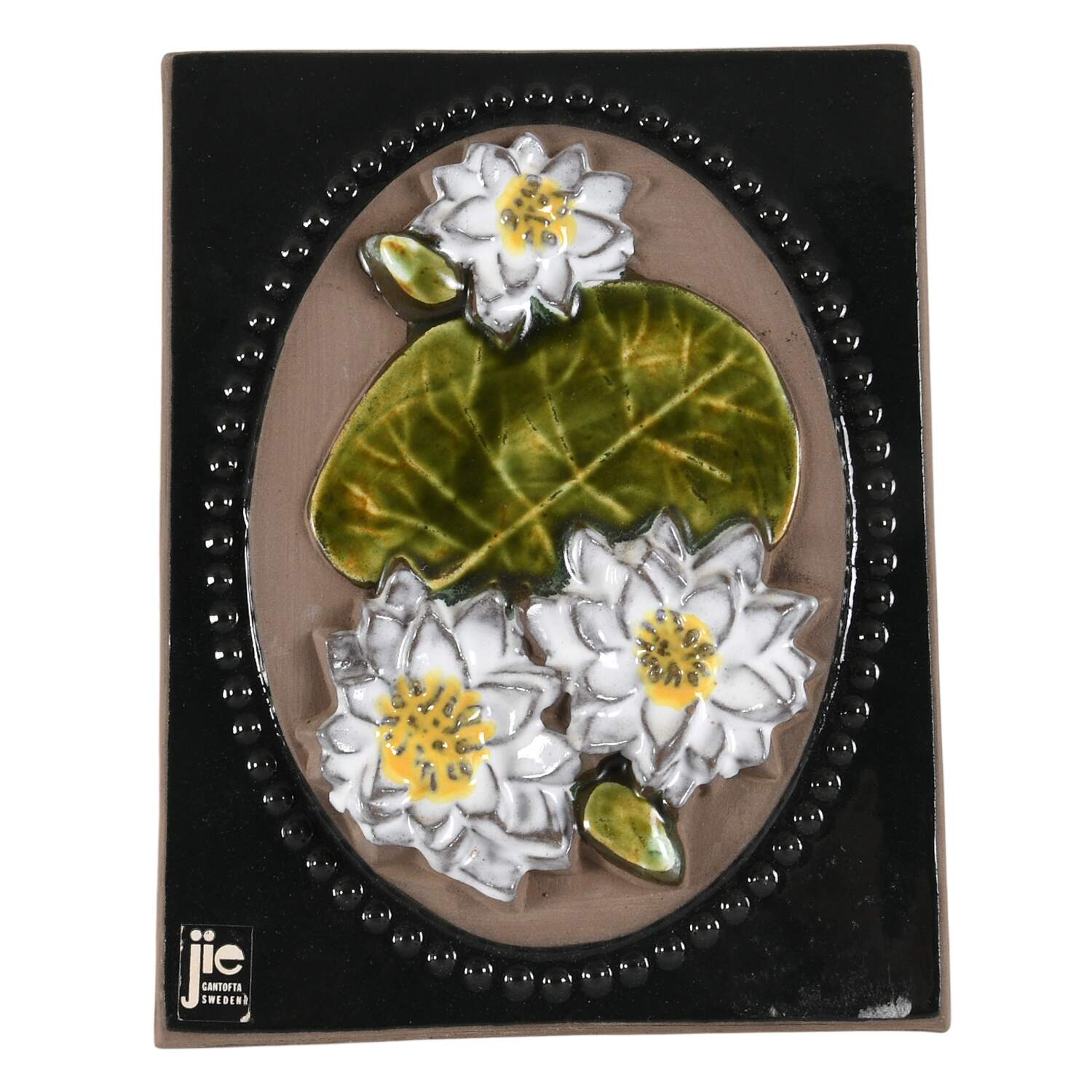Floral Plaques Water Lily-White - No Box by Jie Ceramics-1