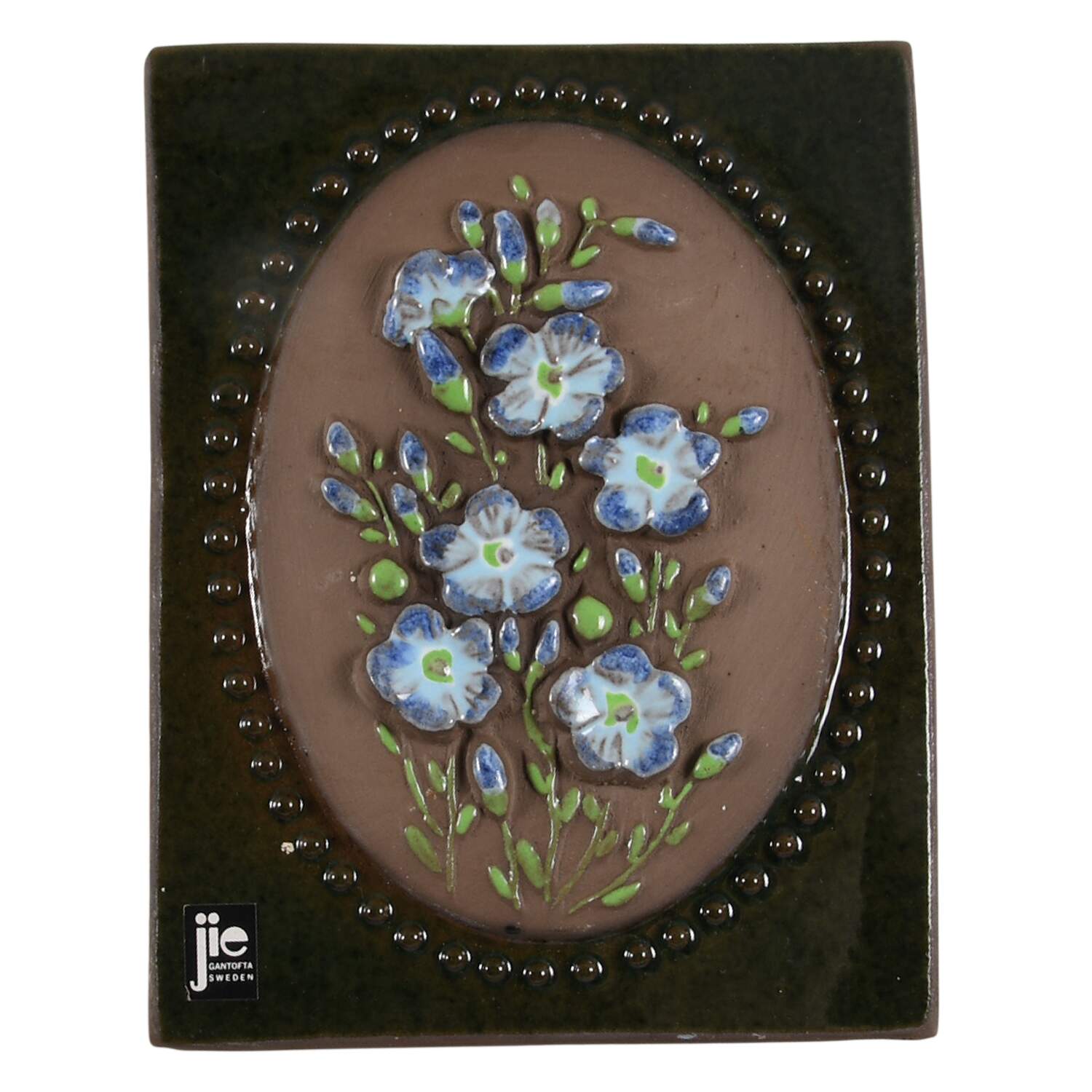 Floral Plaques Blue Hepatica (Liverwort) - No Box by Jie Ceramics-1