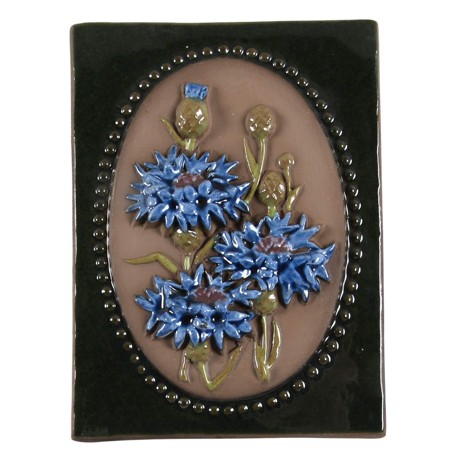 Floral Plaques Blue Cornflower - No Box by Jie Ceramics-1