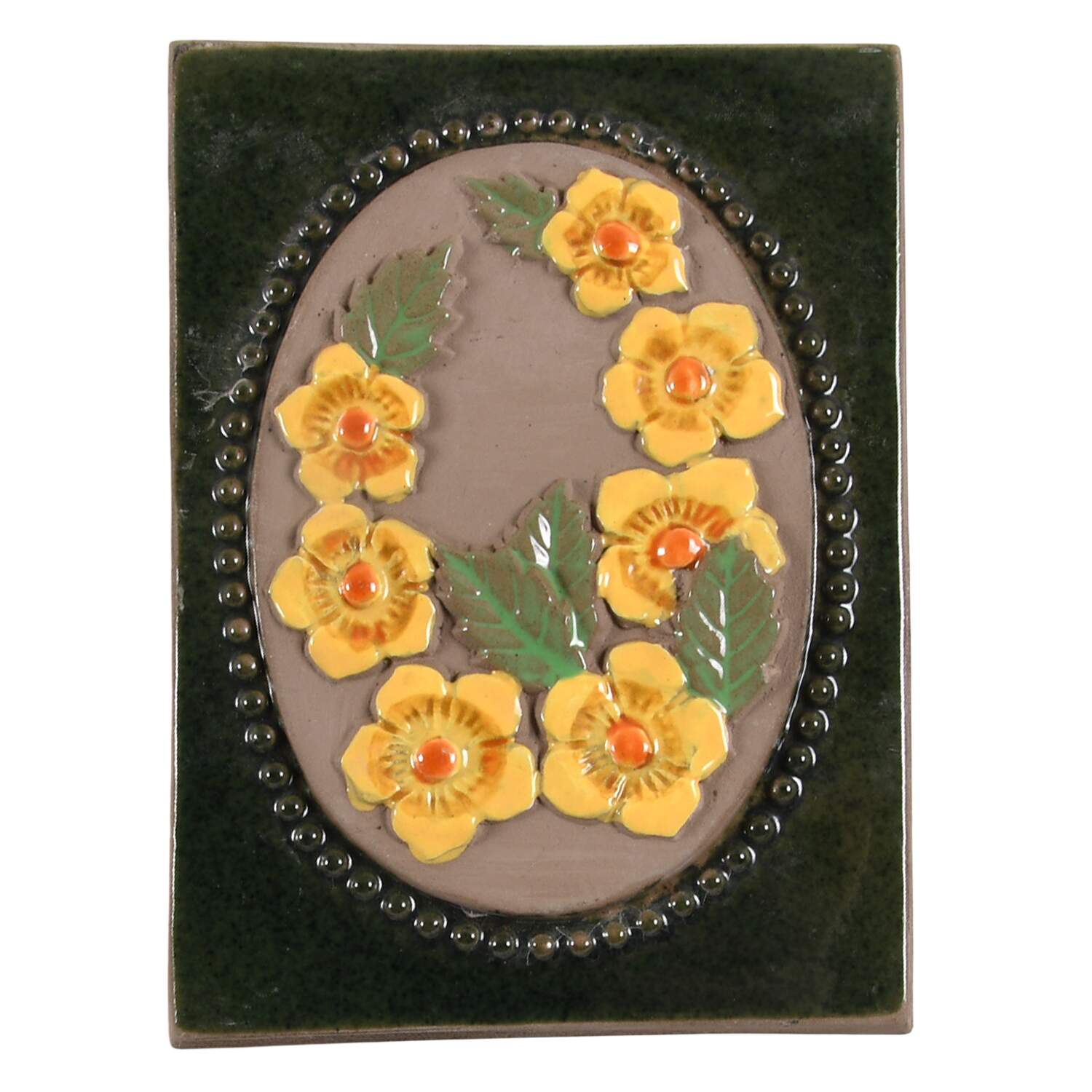 Floral Plaques Yellow Rock Rose - No Box by Jie Ceramics-1
