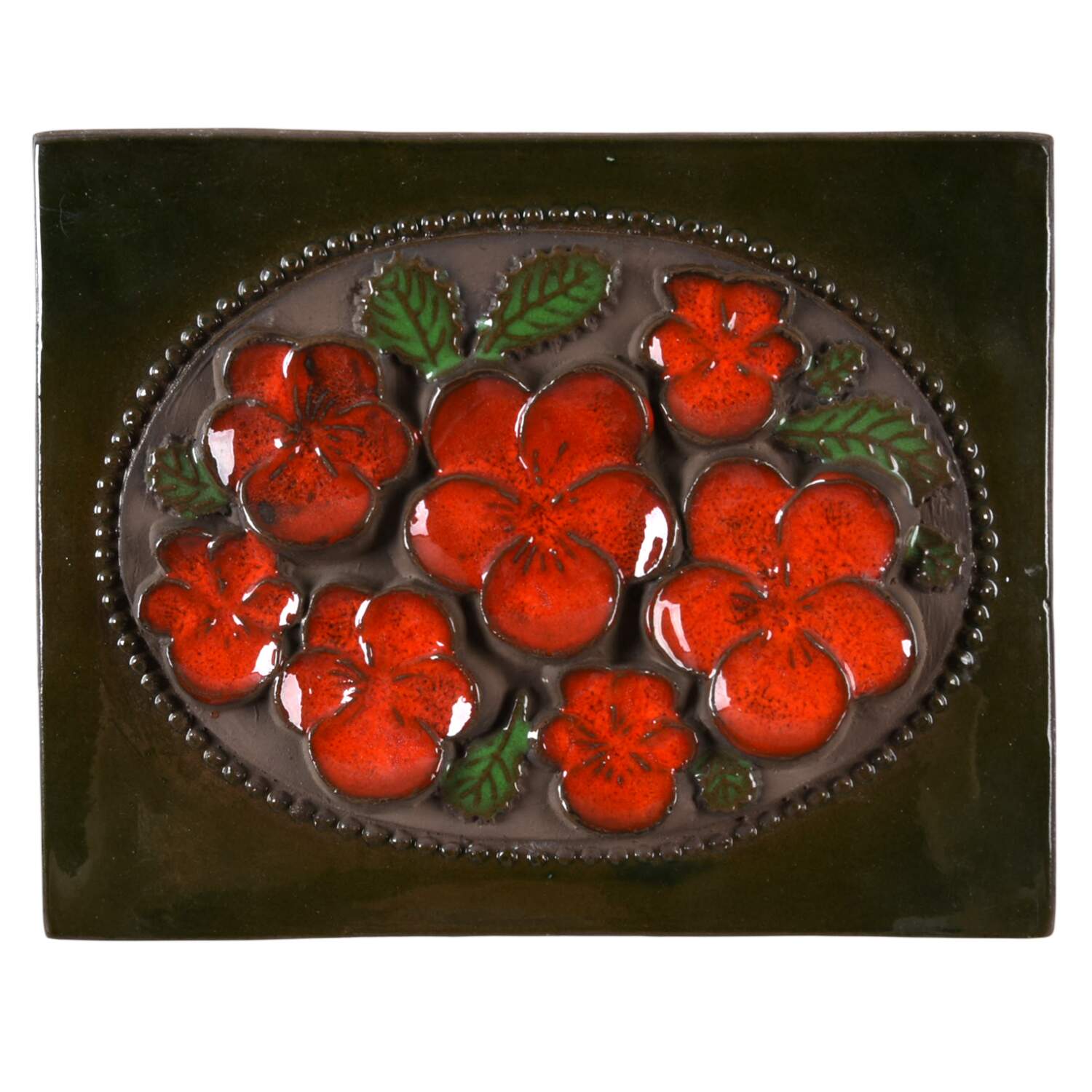 Floral Plaques Red Flowers - No Box by Jie Ceramics-1