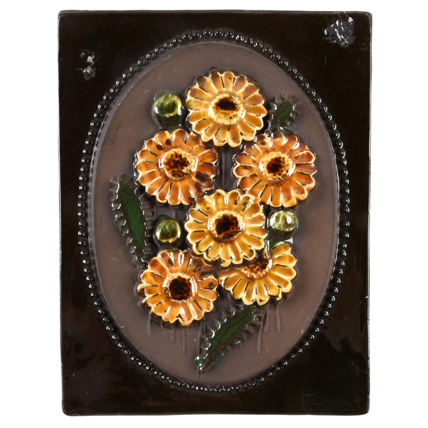 Floral Plaques Yellow Daises - No Box by Jie Ceramics-1