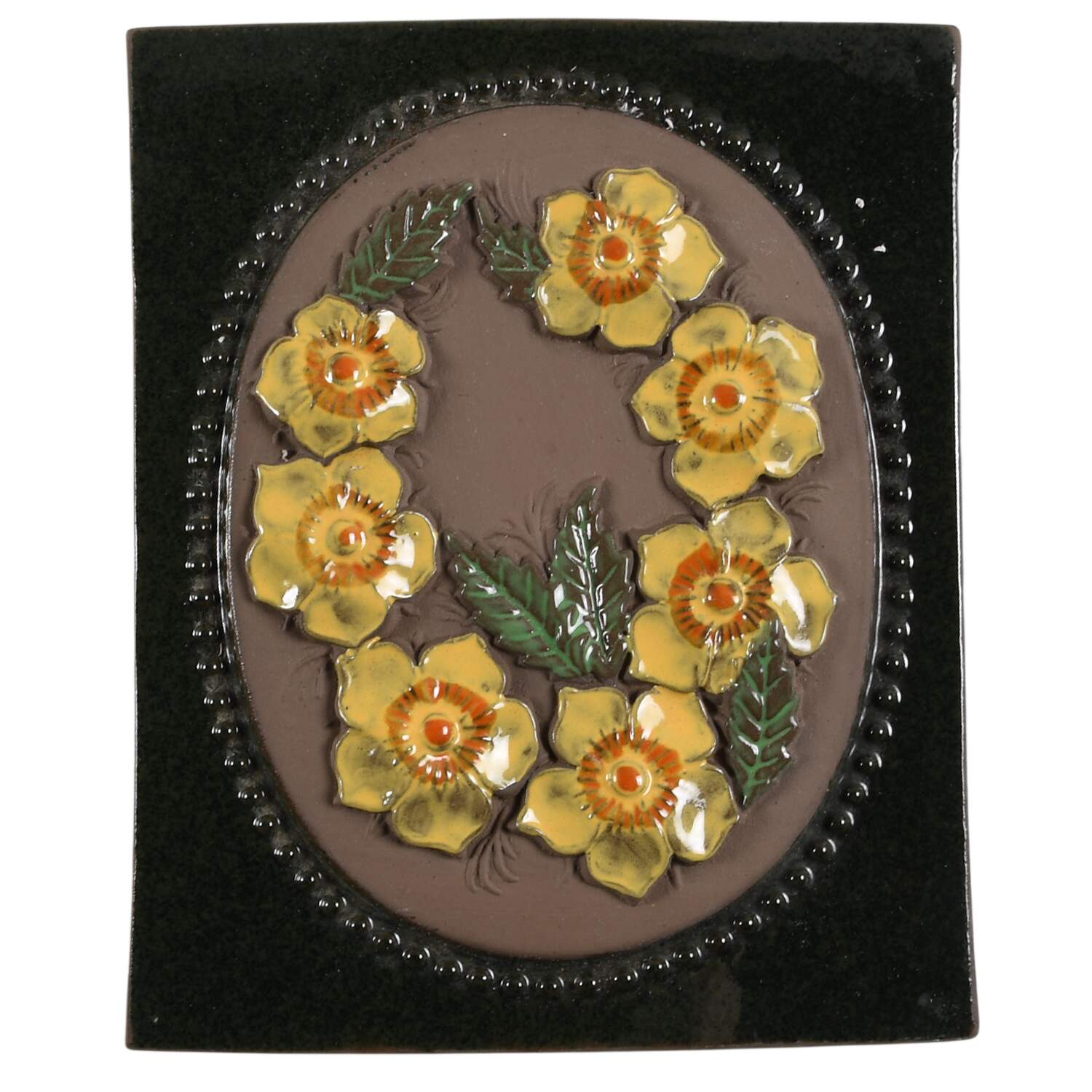 Floral Plaques Yellow Flowers - No Box by Jie Ceramics-1